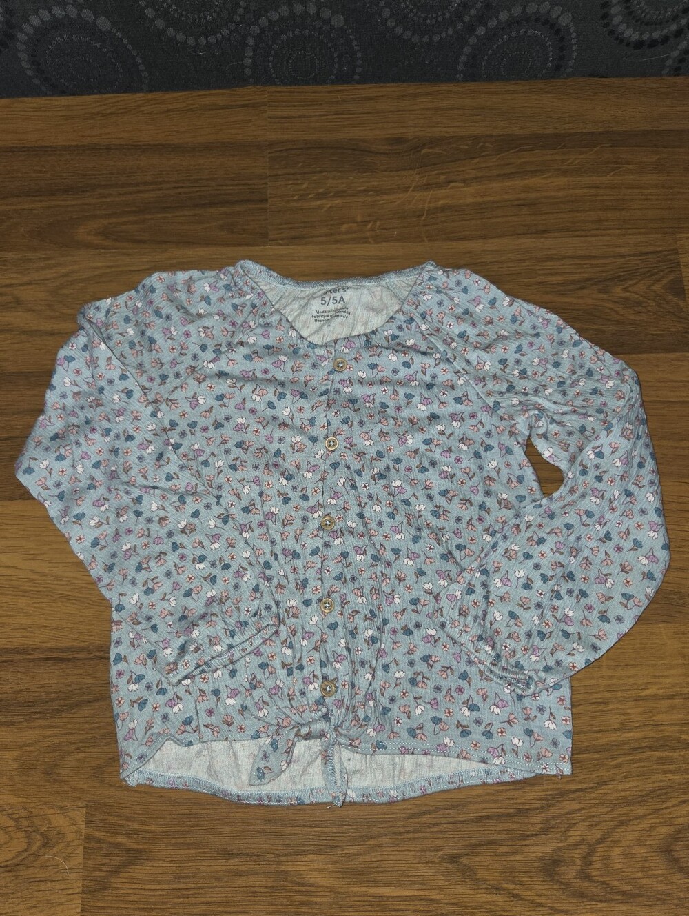 OshKosh B'gosh Light Blue Floral Button-Front Top with Tie